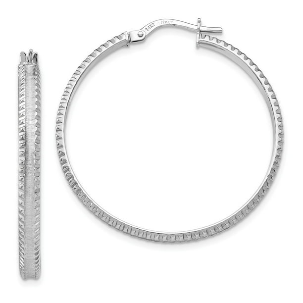 Finejewelers 14k White Gold Polished/satin Ridged Edge Concave Hoop Earrings Finejewelers 14k White Gold Polished/satin Ridged Edge Concave Hoop Earrings
